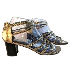 Stuart Weitzman Patent Leather Gladiator Sandal SZ 6.5 M   Platform,  Chain